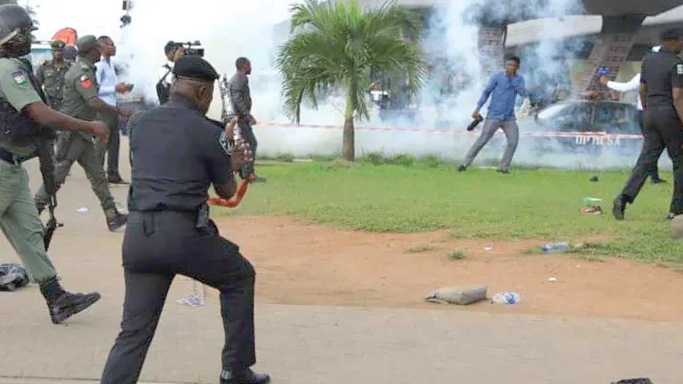 Just In: Security Forces Fire Teargas to Control Protest at National Assembly